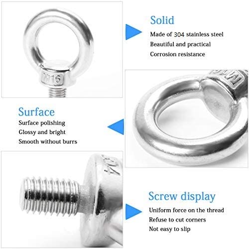 Image of M6 Lifting Eye Bolt, Male Thread Machinery Shoulder Ring Screw /Eye Bolt, 5 PCS