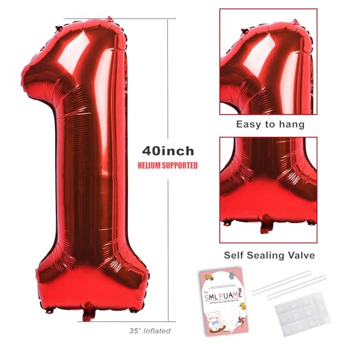 Image of 40 Inch Red 0 Balloon, Large Self Inflating Number Balloons 0-9