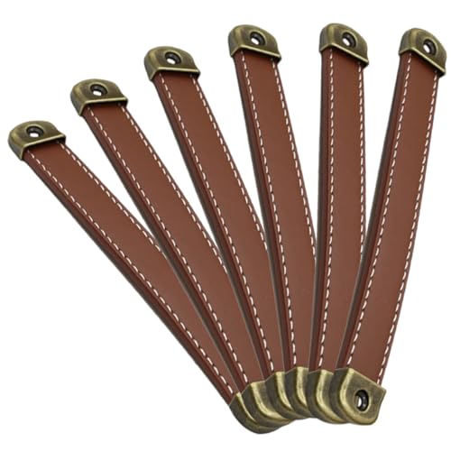 ASAKKURA 6個 革製カップボードドアプル 引き出し取手 交換用引き出しプル ハンドル キャビネット ワードローブ クローゼット用家具用シンプ