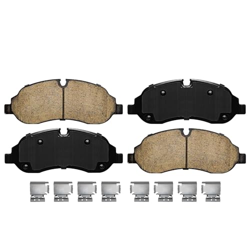 Image of Detroit Axle - 4pc Brake Pads for Ford Transit-150 250 350 HD, 4 Front and Rear Ceramic Brake Pads w /Hardware Replacement