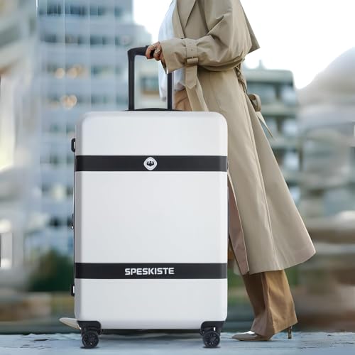 Speskiste 3-Piece Expandable Hardcase Luggage Set (20/24/28) with Wheels and TSA Lock - White