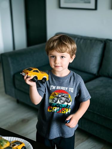 Boys Monster Truck T-Shirt 100% Cotton Construction Shirt Funny Truck Short Sleeve Birthday Boy Tees Kids 2-10 Years2