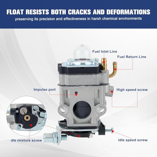 Powtol 300486 Carburetor for Earthquake MC43 MC43E Tiller E43 E43CE E43WC Auger Powermate 43cc PCV43 PEA438 MD43 WE43 WE43E Earthquake Tiller Parts