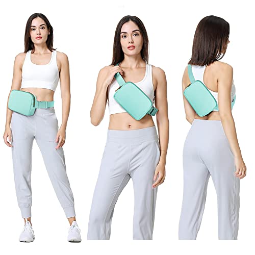Image of VOROLO Fanny Pack For Women And Men Crossbody Bag Black+Light Green