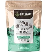 6 Mushroom Supplement Blend - Organic Mushroom Complex Powder - Lions Mane, Reishi, Turkey Tail, ...