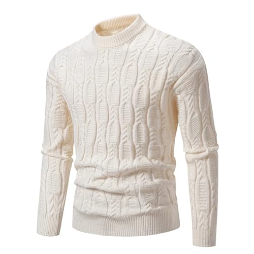 Men's Winter Keep Warm Knit Sweater Casual Long Sleeve Mock Neck Fisherman Cable Knitted Pullover4