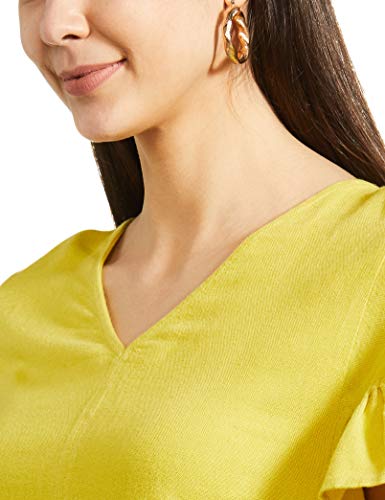Image of Marks & Spencer Womens Solid Linen Blend V-Neck Regular Fit Top