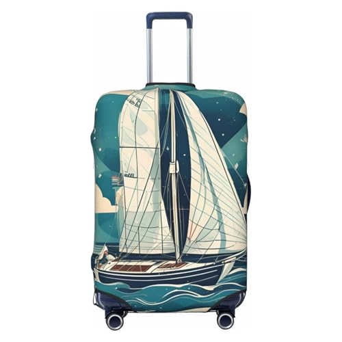 Housse extensible pour valise noire XL motif bateau