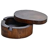 Wooden Cigarette Ashtray, Handmade Vintage Original Antique Wooden Cigarette Ash Tray with Winproof Lid, Large