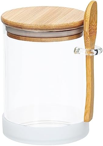 Glass Jars with Bamboo Lids and Spoon Airtight, 18.5Oz Food Storage Containers for Sugar Coffee Nuts, Glass Kitchen Canisters for Flour, Cookie, Candy, Matcha Tea, Oats and Spice Jars