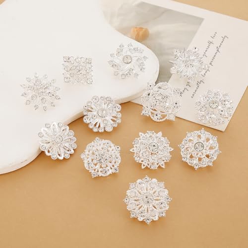 Image of 26 Pieces Wedding Bouquet Bulk Brooches for Women Fashion, Large Rhinestone Flower Brooch Pins for Crafts
