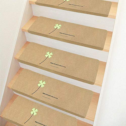 RAIN QUEEN 階段マット 蛍光 階段カーペットマット 四つ葉 防音 キズ防止 滑り止めマット 折り曲げ付 階段クッション 丸洗える 15枚入り