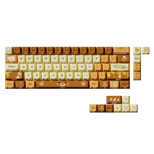 Touches de clavier PBT motif ours en pain - Set 74 touches transparentes pour clavier custom