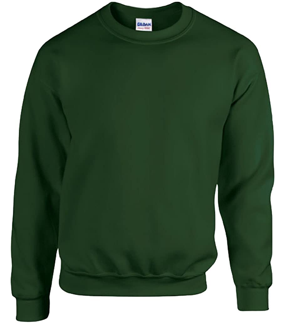 Gildan Men's Forest Green Sweatshirt Adult 50/50.Crew Neck Sweat/18000, Plain - Green - XXX-Large