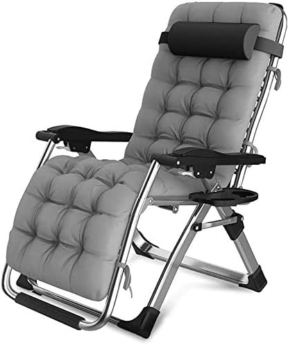 CHAIRQEW Patio Lawn Chairs Reclining for Heavy People Zero Gravity Outdoor Garden Beach Deck Sun Lounger Support200kg (Color : Silver)