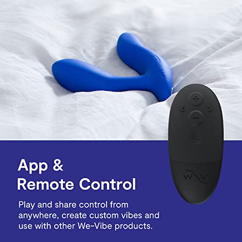 Image of We-Vibe Vector+ Vibrating Butt Plug Adult Sex Toy | Silicone Perineum & Prostate Massager Male Sex Toy | Long Distance App & Remote Control Anal Vibrator | 10 Modes Anal Plug for Couples | Blue
