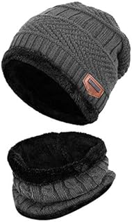 K.tchard Kids Winter Beanie Hat and Circle Scarf Set Thick Warm Ski Knitted Fleece Lined Skull Cap 2-8 Years