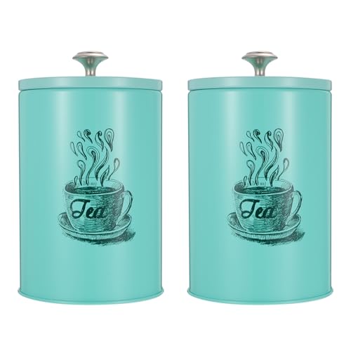 TOPPERFUN Barattoli da Tè in Latta Ermetici 2 Pezzi, Contenitori di Umidità con Coperchio per Tè Sfuso, Scatole Rotonde Salvasapore per Cucina e Conservazione Alimenti