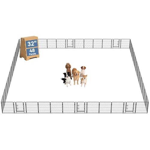 Image of DUMOS Dog Playpen 32 Inch 48 Panels Indoor Outdoor Metal Pet Fence