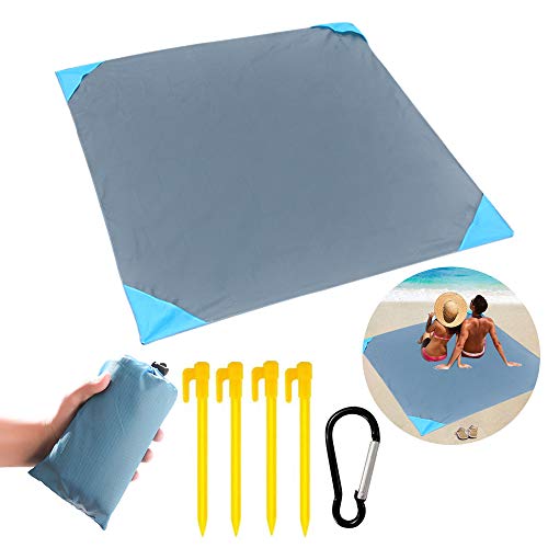 Corrines, coperta da campeggio, picnic, giardino, barbecue, escursionismo, telo da spiaggia (52 x 145) impermeabile e asciugabile, tappetino da spiaggia in nylon, tasca per picnic all'aperto