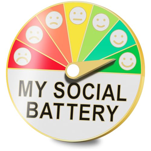 Arturbo My Social Battery Pin creativo, fresco, introvertido, divertido, esmaltado, emocional, estado de ánimo, insignias, insignias para bolsos, mochilas, sombreros, regalos, decoración, Normal