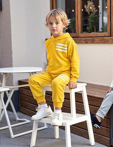 Image of Toddler Boy Clothes Long Sleeve Hoodie Sweatsuits Tops and Pants 2Pcs Boys Fall Winter Outfits Set