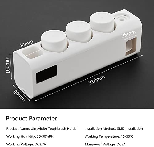 Desinfectante UV para cepillos de Dientes, Soporte para cepillos de Dientes montado en la Pared con función esterilizadora, para 3 Tazas y 6 cepillos de Dientes, esterilizador de cepillos de