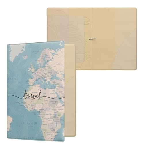 kwmobile Set de 1x Fundas Protectoras de Pasaporte - Protectores de Pasaporte con diseño Mapa Mundial - con Espacio para Tarjetas