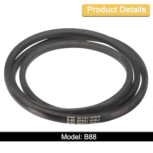 Image of uxcell 3 Pack B88 Classic Wrapped V-Belt, 91 inch Outside Circumference Wrapped Industrial Rubber V-Belt B Profile V-Belt for Industrial Machinery Equipment, Black