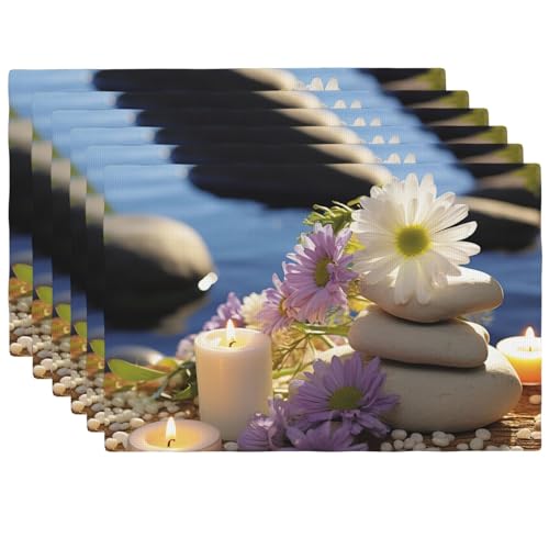 Set de table lin synthétique résistant chaleur lavable décoration table cuisine x6