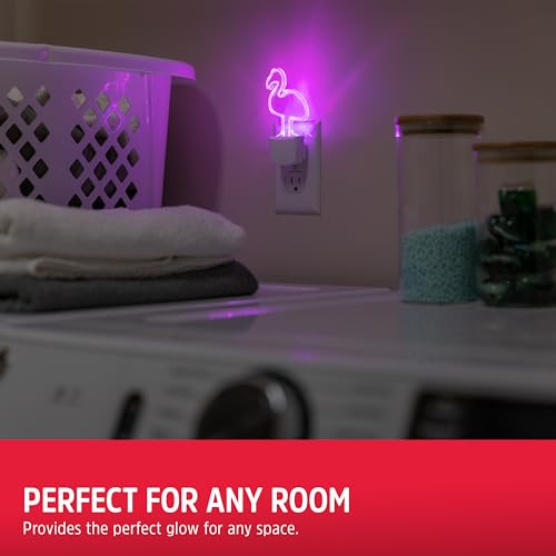 Image of Energizer Flamingo Night Light, Neon, Auto On /Off, Pink