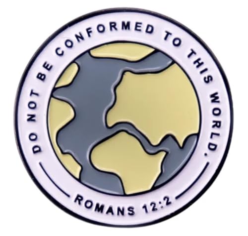 Badge émail Romans 12:2 broche chrétienne en émail véritable de haute finition