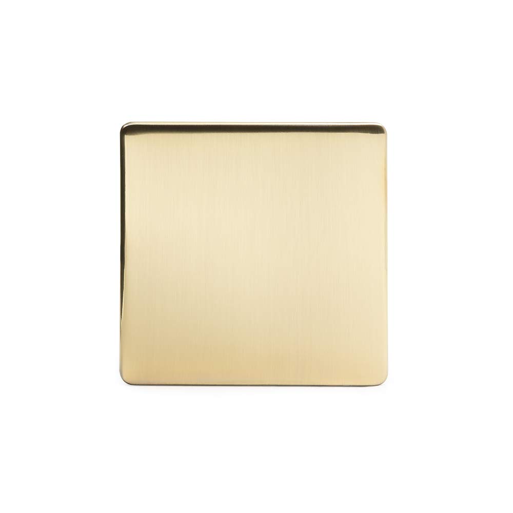 The Soho Lighting Company Gold Soho Lighting Brushed Brass Metal 1 Gang Blanking Plate Screwless