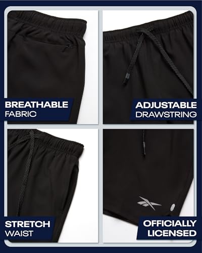 Reebok Boys Shorts - 2 in 1 Basketball Shorts with Compression Liner and Pockets - Gym and Running Boys Athletic Shorts3