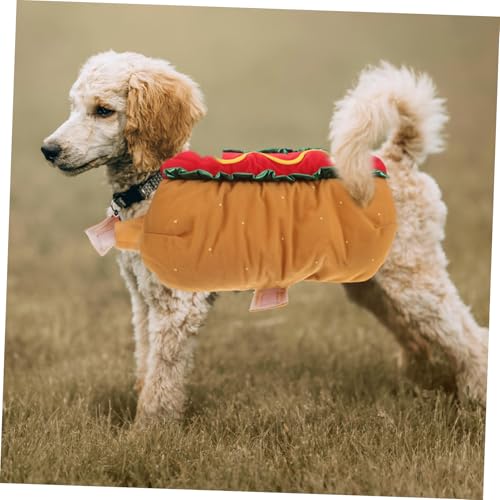 Disfraz divertido de perrito caliente para perros y gatos miniatura 5