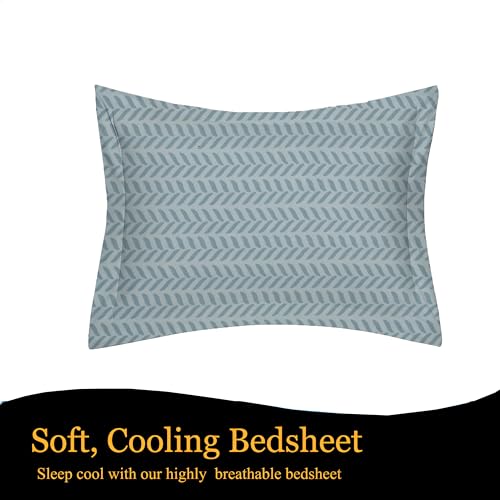 Image of IVAZA Ezyption Cotton Soft and Warm Mix N Match Bedsheet Set for Single Size Bed Soft Durable bedsheet with1 Pillow Cover Grey Leaf