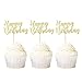 Ercadio 24 Pack Happy Birthday Cupcake Toppers Gold Glitter Celebrating Birthday Cake Picks Baby Shower Kids Birthday Party Decoration Supplies
