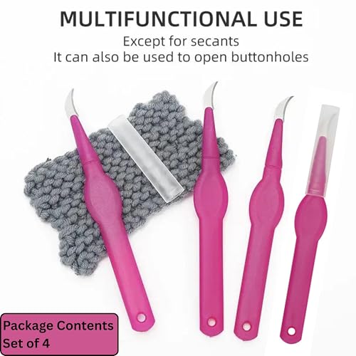Image of Artonezt 4 Pcs Seam Rippers Razor Stitch Ripper Seam Cutters Thread Remover Tool Embroidery Thread Cutter Curved Blade with Cover for Sewing Crafting Knitting Crochet