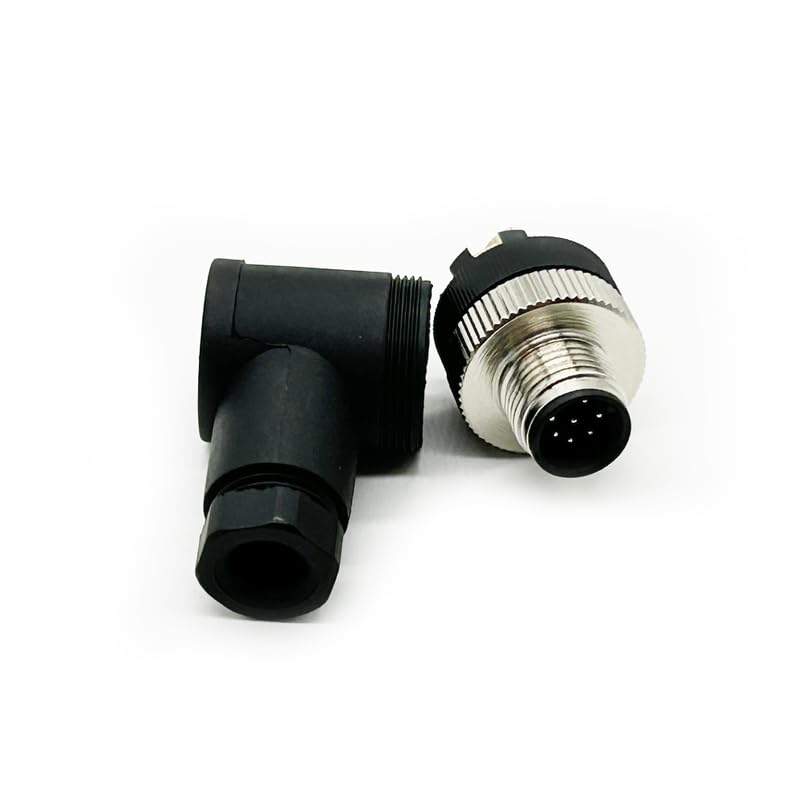 10Pcs M12 8 Pin Male Connector, Right Angle Field Assembly Wireable Adapter 12mm A Code Industrial Circular Connector IP67 Waterproof Sensor for PG7 Cable Unshiled 30V 2A AC/DC for Electric Bicycles