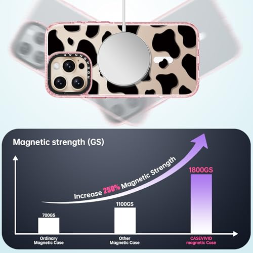 Coque iPhone 16 Pro MagSafe antichoc à motif vache rose pailleté - 2