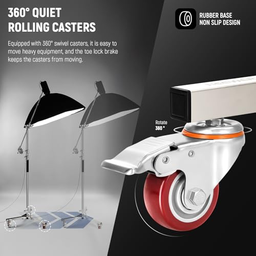 Image of NEEWER Heavy Duty Stainless Steel Light Stand Base with Junior to Baby Adapter for Photography Monolight Flash Video Light, Wheeled Stand Base Fits 1-1 /8 inch (28mm) C Stand Center Column, 165lb /75kg Load