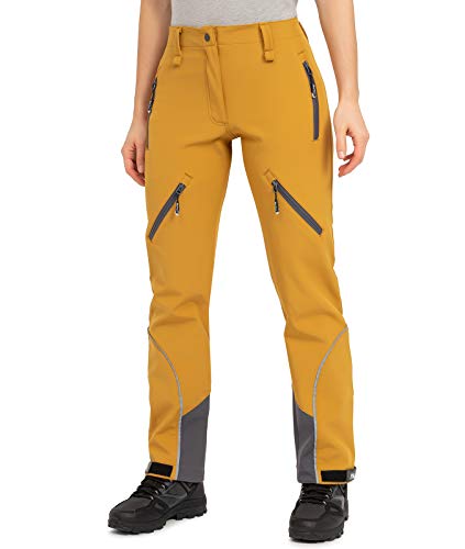 Rock Creek Damen Softshellhose Outdoor Hosen Wanderhose Sporthose Regenhose Damenhosen Outdoorhose Wasserdicht Taschen Softshell Hosen D-444 Maisgelb XL