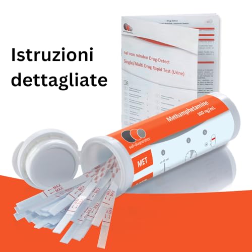 Self Diagnostics Test Rapido Per La Droga Metanfetamina (Met) - Crystal Meth - Crank - Cut-Off: 300 Ng/Ml - 25 Strisce Di Test - Rilevamento Della Droga - Test Ad Immersione - Test Delle Urine - 3