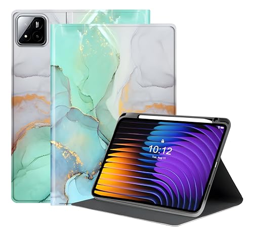 ProElite Book Cover Case for Xiaomi Mi Pad 7/7 Pro 11.2 inch case Cover,Smart flip Book Cover for Xiaomi Mi Pad 7/7 Pro 11.2 inch with Pen Holder [Support Auto Sleep Wake Feature], Marble Green