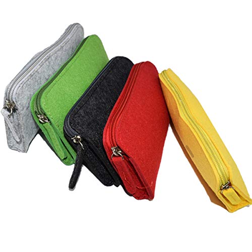 Dancepandas Bolso De Fieltro 5PCS Bolsa De Lápiz Multifunción Estuche Escolar Grande Bolso De La Pluma Para Escuelas y Oficinas (Amarillo Rojo...