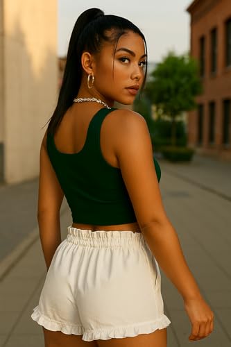 Image of 95% Cotton, 5% Lycra Women's and Girls Solid Ribbed Square Neck Tank Top | Tanktop for Women | Sleeveless Top | Crop Tanktop | Ribbed Tank Top