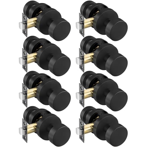 Image of Goldenwarm Black Door Knobs Passage, Zinc Alloy Keyless Matte Black Door Knobs Interior for Hallway & Closet & Living Room, Non-Locking Function, Adjustable & Reversible (8 Pack)