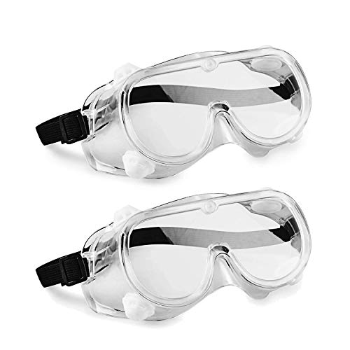 Safety goggles?protection goggle,Contains 2 x Safety Goggles,Portable Goggles?Anti-scratch lens, can put glasses, adjustable field of view, light and soft,The safety goggles fits all people?