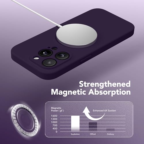 Image of Magnetic for iPhone 13 Pro Max Case, Compatible with MagSafe, [Full Camera Protection][Screen Protector] Silicone Shockproof Protective Phone Case for iPhone 13 Pro Max 6.7 inch, Deep Purple