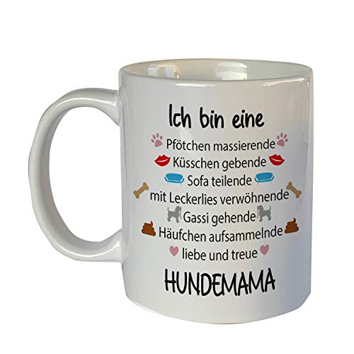 Beckers Beste Tiernahrung Tasse mit Motiv Spruch Ich bin eine Hundemama 350ml - Lustige Teetassen - Kaffeetasse lustig - Geburtstagsgeschenk